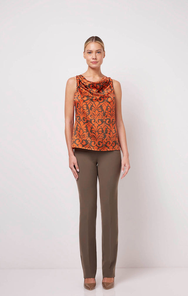 Palmette - Palmette Print Cowl Neck Blouse - On Model Image