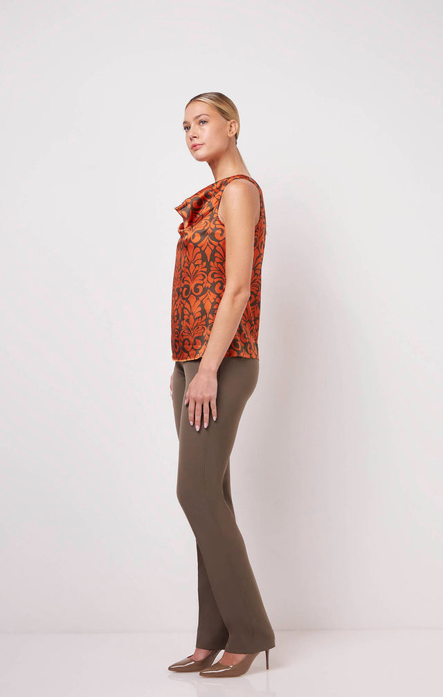 Palmette - Palmette Print Cowl Neck Blouse - On Model Image