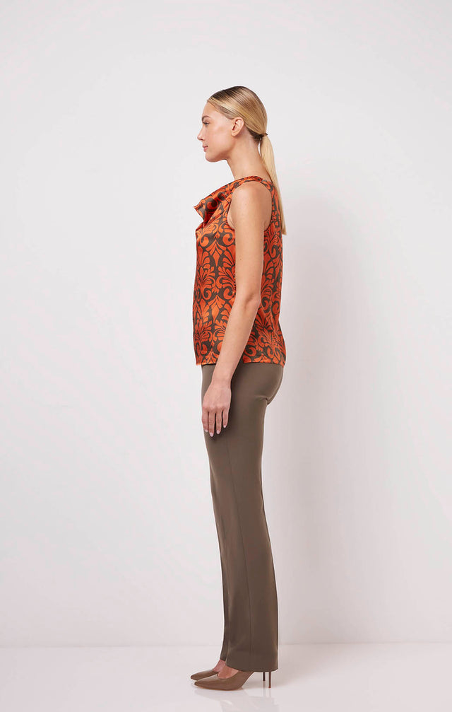 Palmette - Palmette Print Cowl Neck Blouse - On Model Image