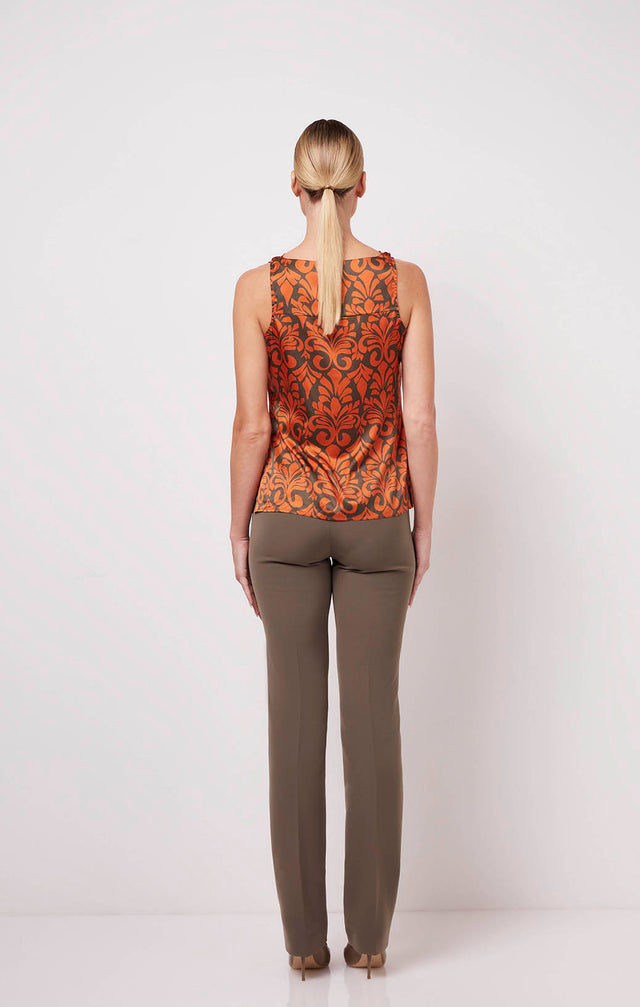 Palmette - Palmette Print Cowl Neck Blouse - On Model Image