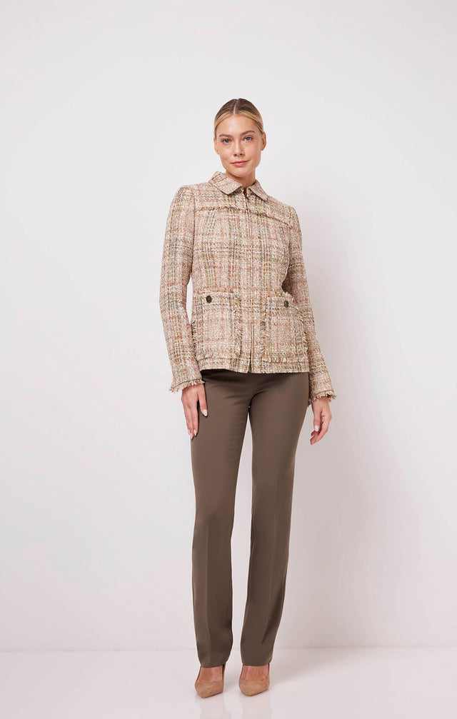 Hosting - Fringed Plaid Tweed Jacket - On Model Image