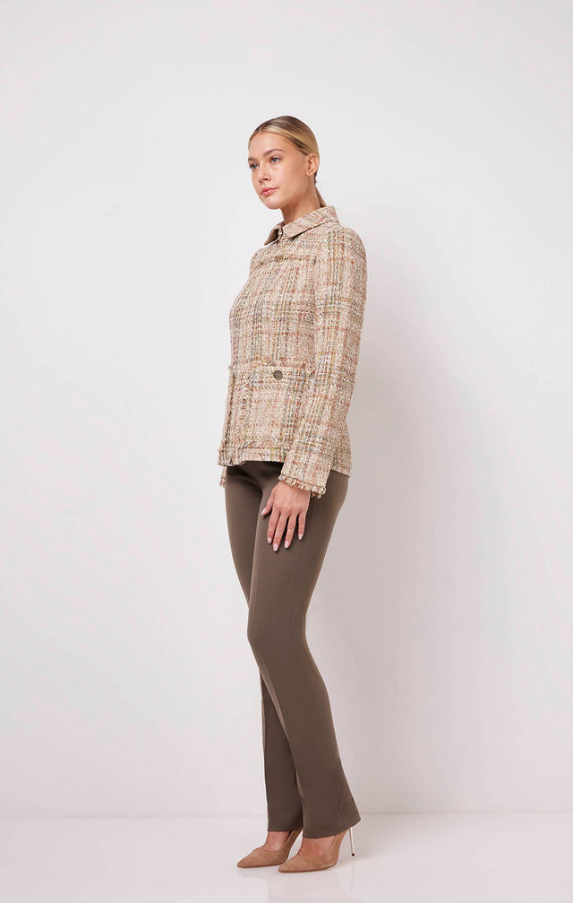 Hosting - Fringed Plaid Tweed Jacket - On Model Image