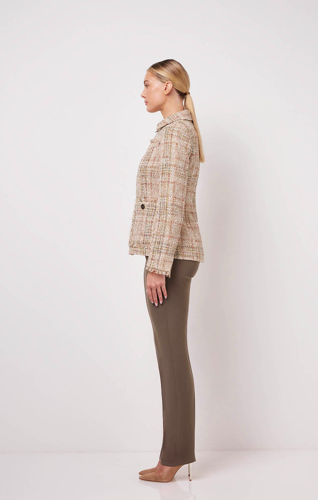 Hosting - Fringed Plaid Tweed Jacket - On Model Image