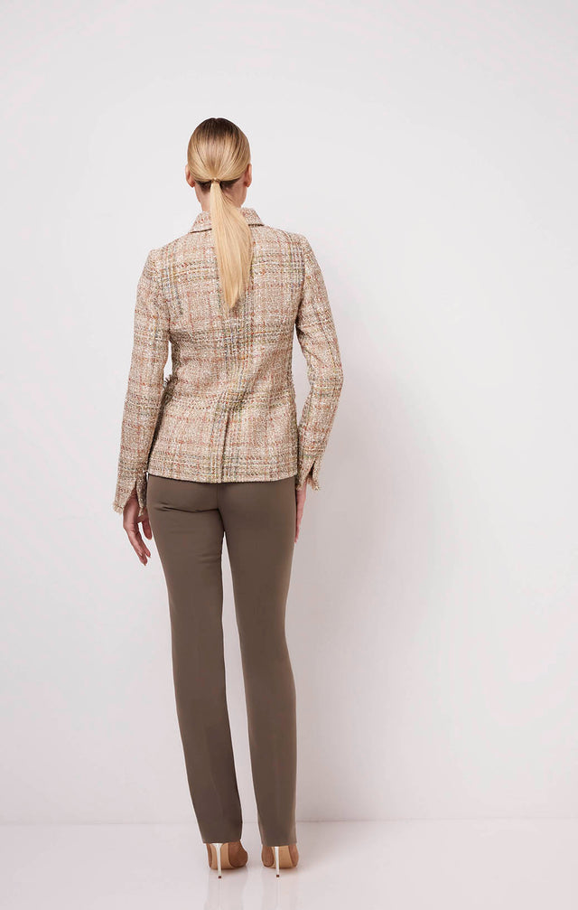 Hosting - Fringed Plaid Tweed Jacket - On Model Image