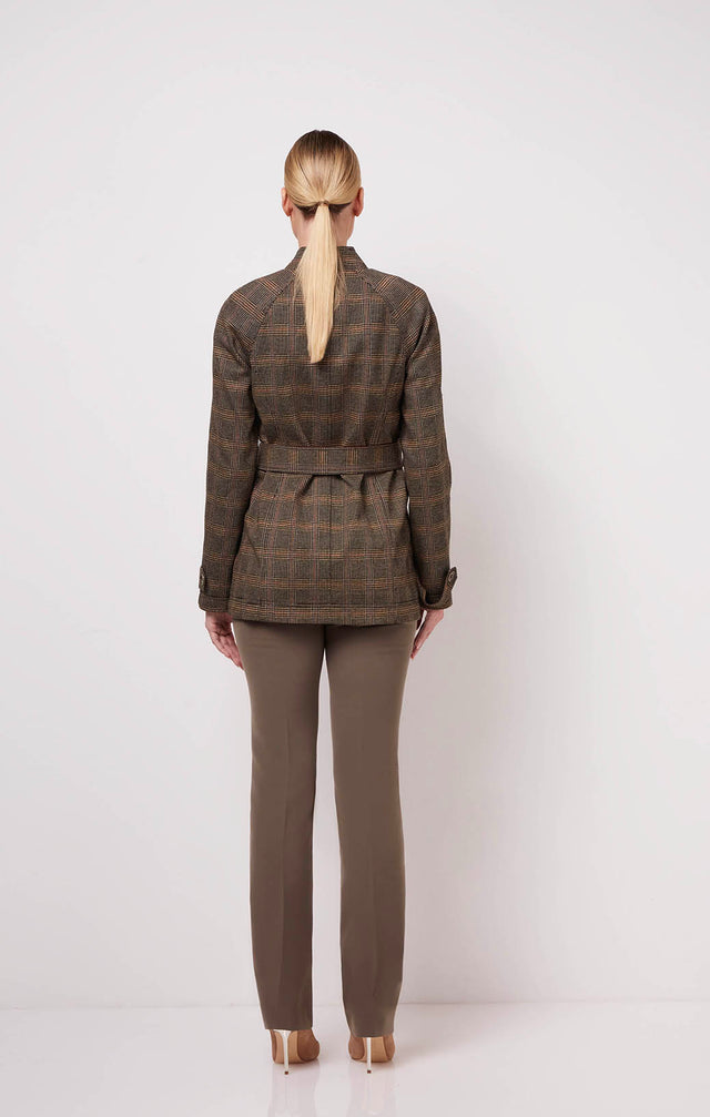 Fancy - Houndstooth Plaid Ponte Knit Jacket - On Model Image