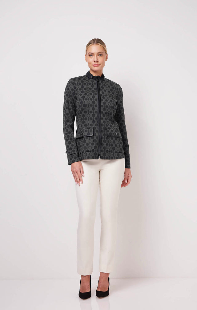 Modular - Geometric Print Stretch Ponte Jacket - On Model Image