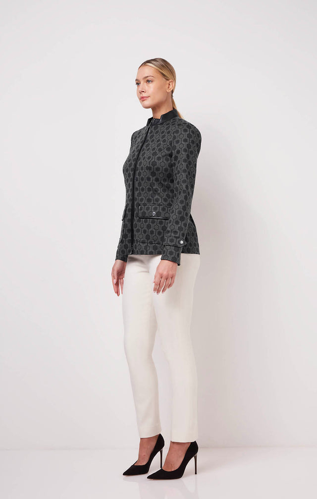 Modular - Geometric Print Stretch Ponte Jacket - On Model Image