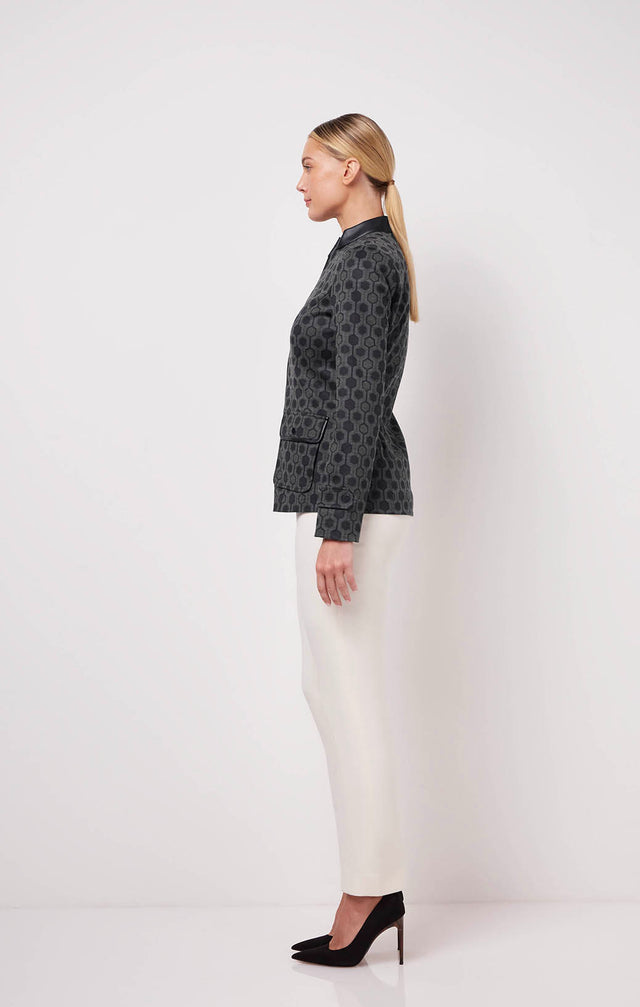 Modular - Geometric Print Stretch Ponte Jacket - On Model Image