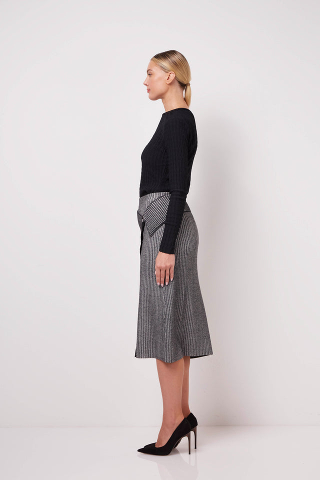 Eureka - Asymmetrical Wrap-Look Pull-On Sweater Skirt/Dress - On Model Image