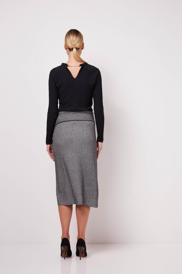 Eureka - Asymmetrical Wrap-Look Pull-On Sweater Skirt/Dress - On Model Image