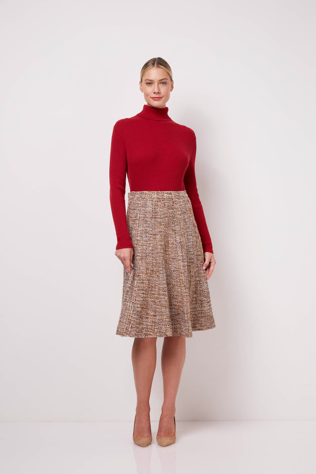 Enfold - Wide-Sweep Tweed Panel Skirt - On Model Image