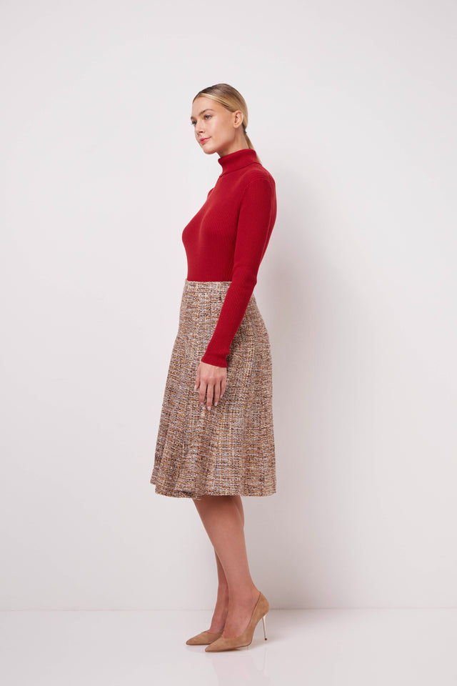 Enfold - Wide-Sweep Tweed Panel Skirt - On Model Image