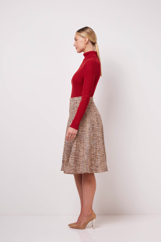 Enfold - Wide-Sweep Tweed Panel Skirt - On Model Image