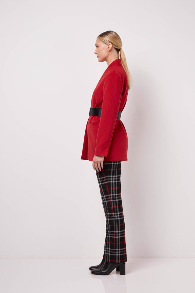 Intense - Belted Red Jacket - On Model Image