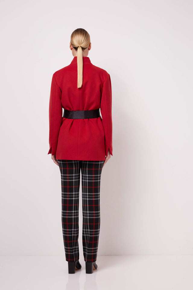 Intense - Belted Red Jacket - On Model Image