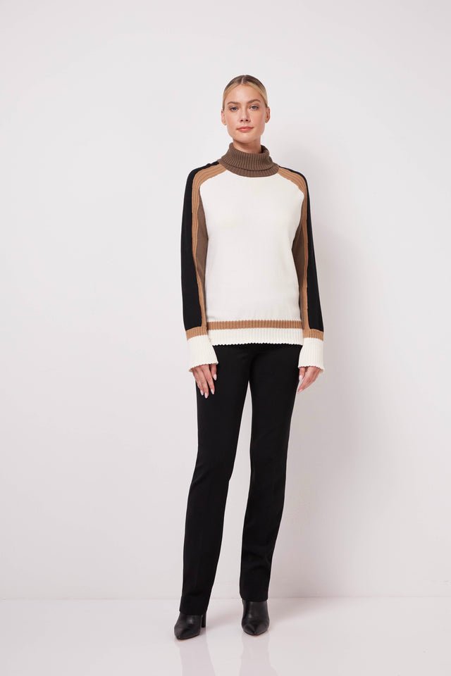 Adventurous - Intarsia Colorblock Turtleneck - On Model Image