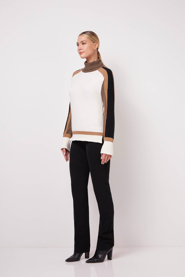 Adventurous - Intarsia Colorblock Turtleneck - On Model Image