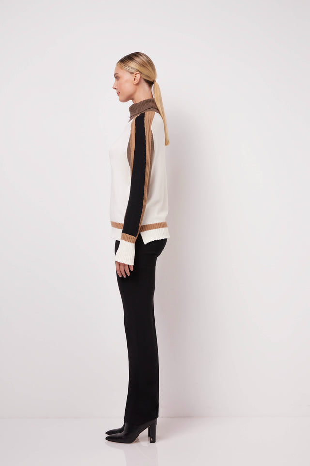 Adventurous - Intarsia Colorblock Turtleneck - On Model Image