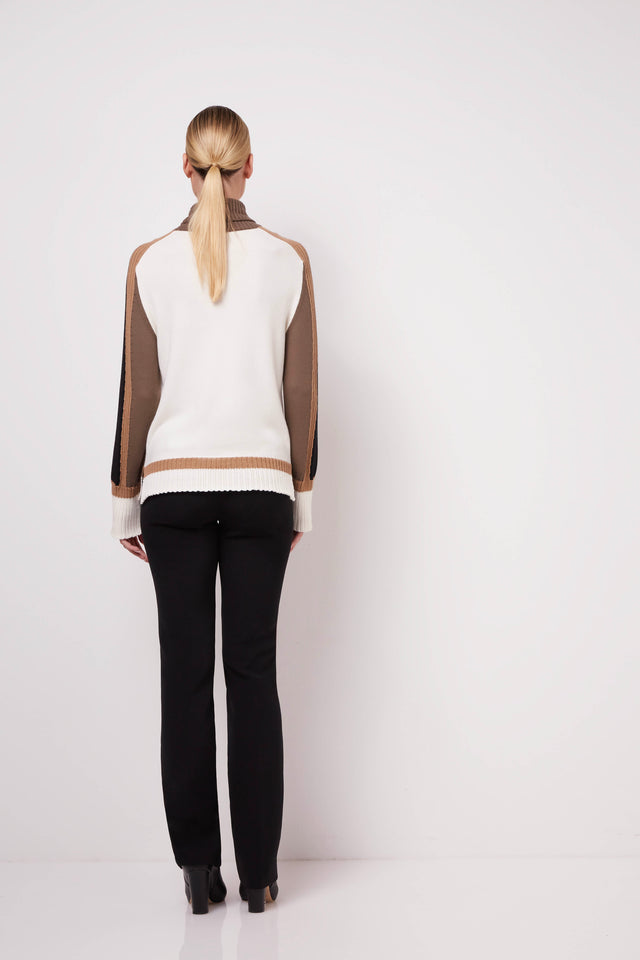 Adventurous - Intarsia Colorblock Turtleneck - On Model Image