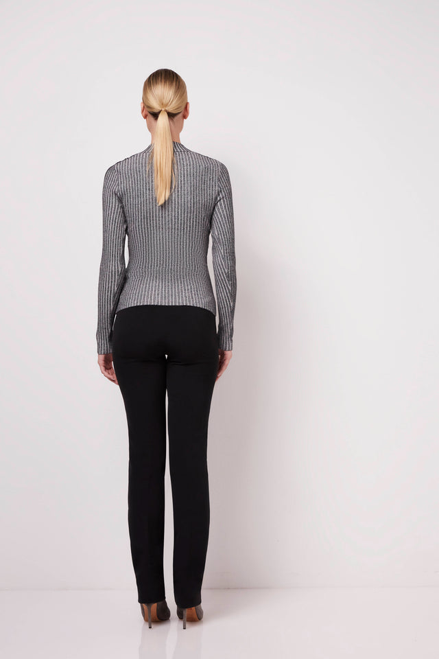 Fireside - Ribbed Pullover Sweater With Colorblock Shoulders & Sleeves - On Model Image