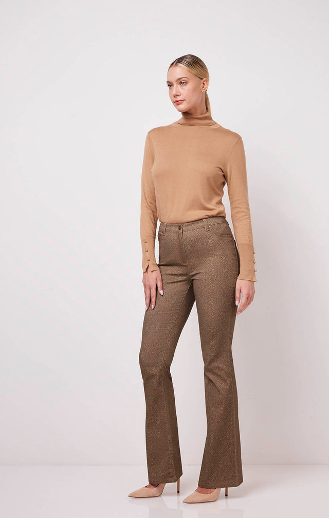 Gilded - Print Stretch Cotton Twill Jeans - On Model Image