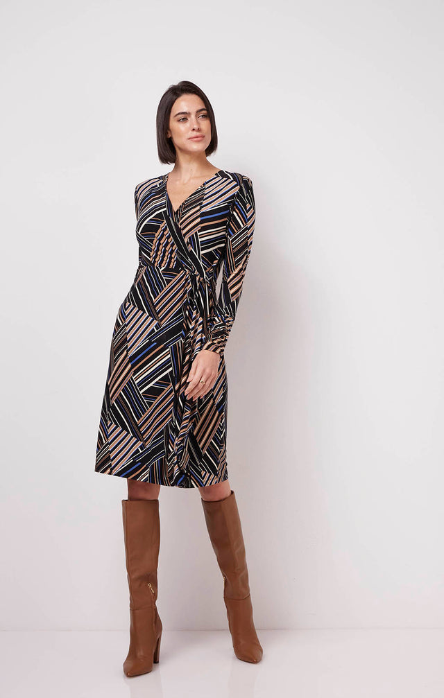 Interstellar - Print Matte Jersey Faux-Wrap Dress - On Model Image