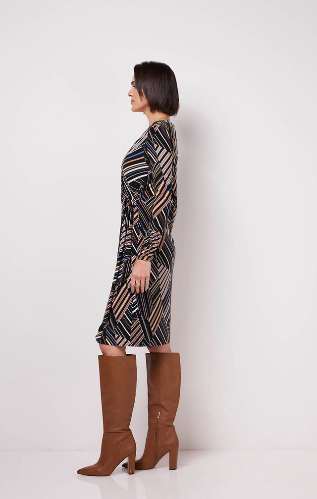 Interstellar - Print Matte Jersey Faux-Wrap Dress - On Model Image