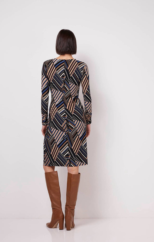 Interstellar - Print Matte Jersey Faux-Wrap Dress - On Model Image