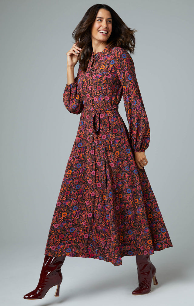 Blossom - Silk-Rich Floral Print Shirt Dress - Lookbook Image