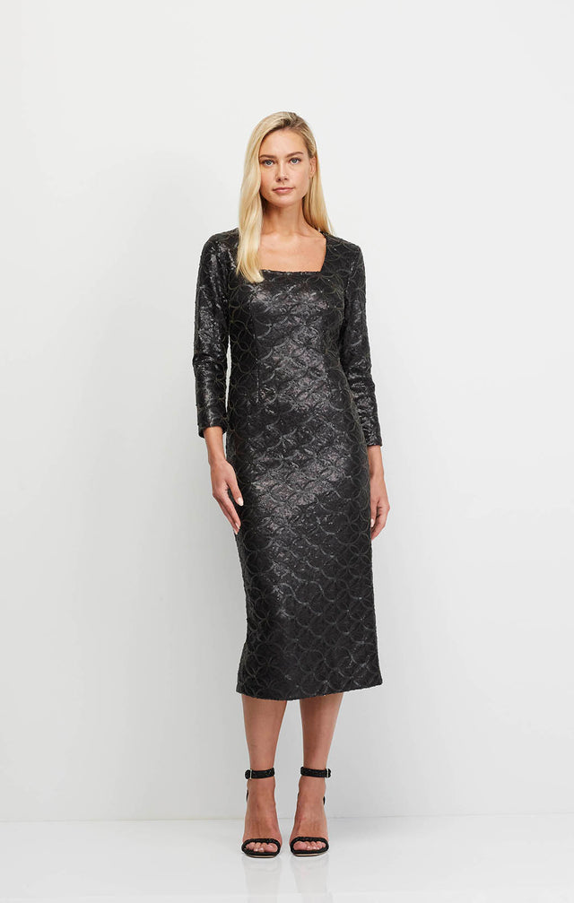 Cabaret - Sequined Faux-Leather Dress - On Model Image