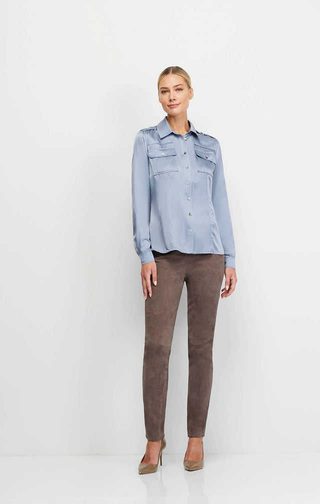 Retreat-Blu - Silk-Rich Satin Utility Blouse - Ecomm Image