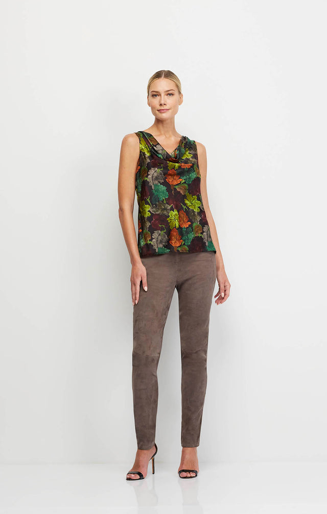 Intimate - Leaf-Printed Stretch Silk Satin Charmeuse Blouse - Ecomm Image