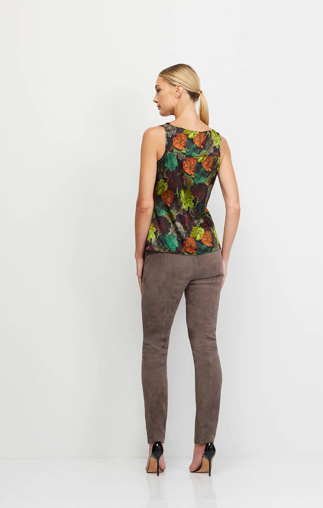 Intimate - Leaf-Printed Stretch Silk Satin Charmeuse Blouse - Ecomm Image