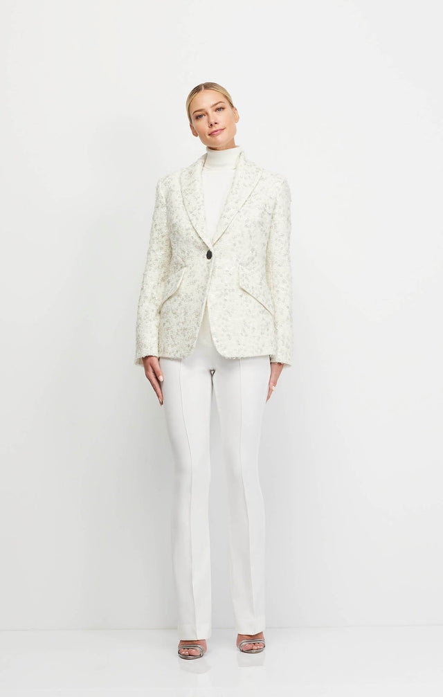 Luminous - Tweed Blazer With Allover Sequins - On Model Image