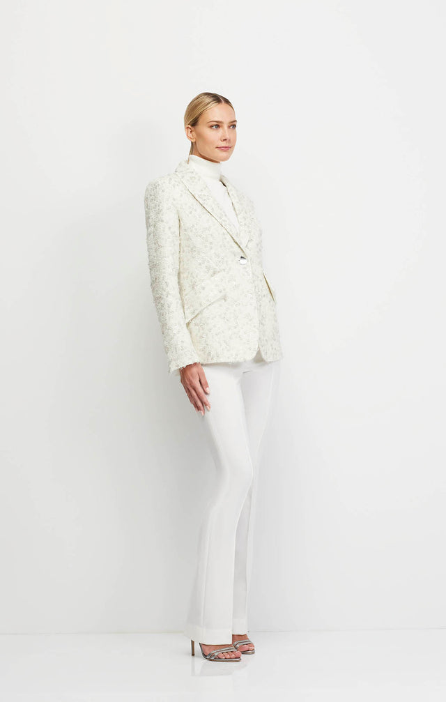 Luminous - Tweed Blazer With Allover Sequins - On Model Image