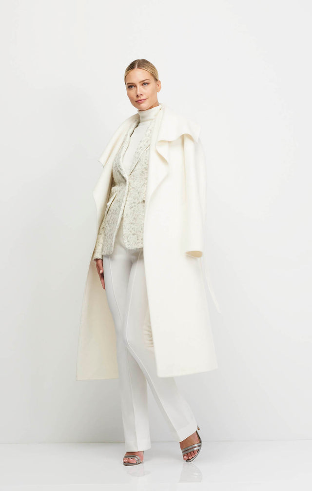 Grand Jete - Open-Front, Double-Faced Wool Coat - On Model Image