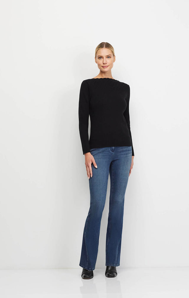 Extravagant-Blk - Diamond-Pointelle Ribbed Pullover Sweater - Ecomm Image