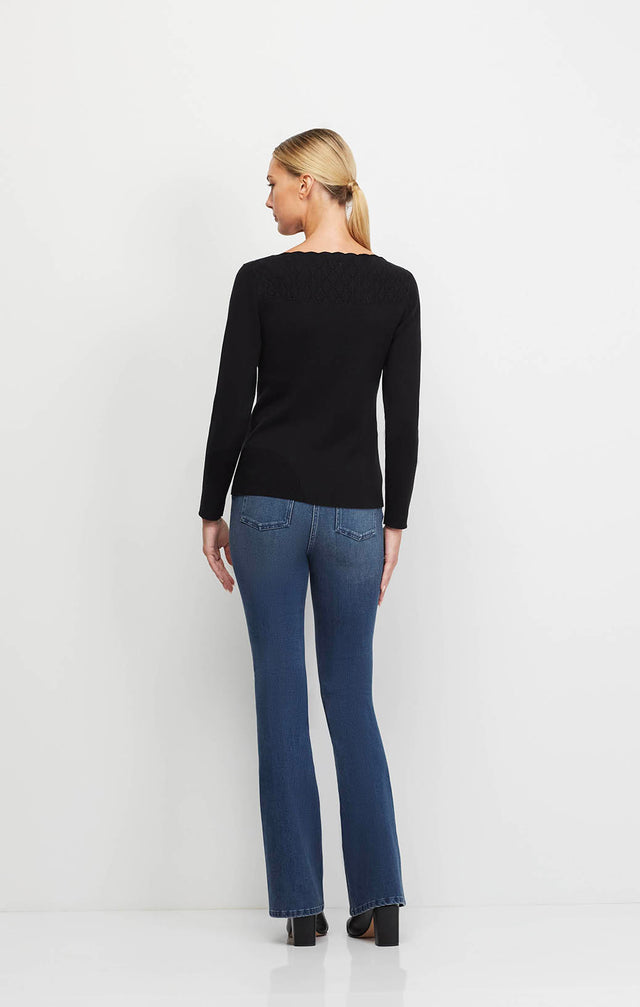 Extravagant-Blk - Diamond-Pointelle Ribbed Pullover Sweater - Ecomm Image