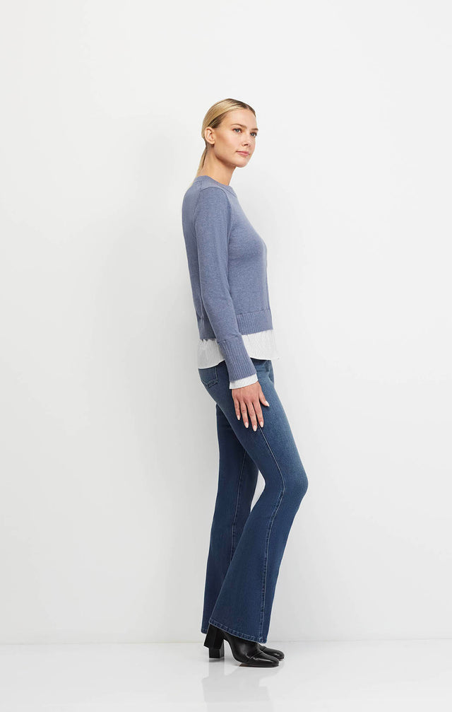 Arabesque - Cashmere-Softened Sweater With Shirting Trim - Ecomm Image