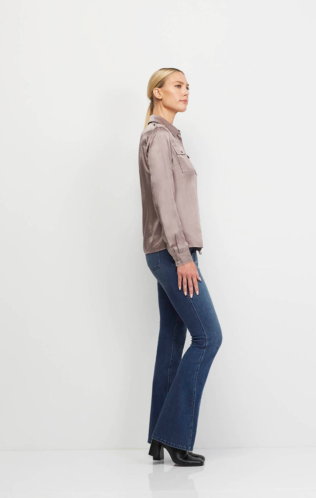 Retreat-Irn - Silk-Rich Satin Utility Blouse - Ecomm Image