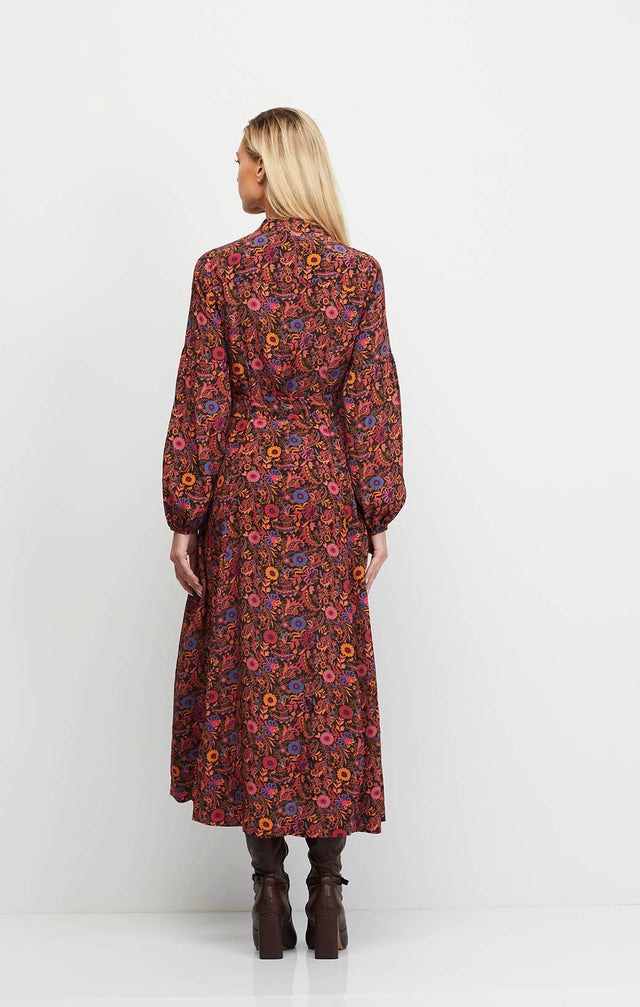 Blossom - Silk-Rich Floral Print Shirt Dress - On Model Image