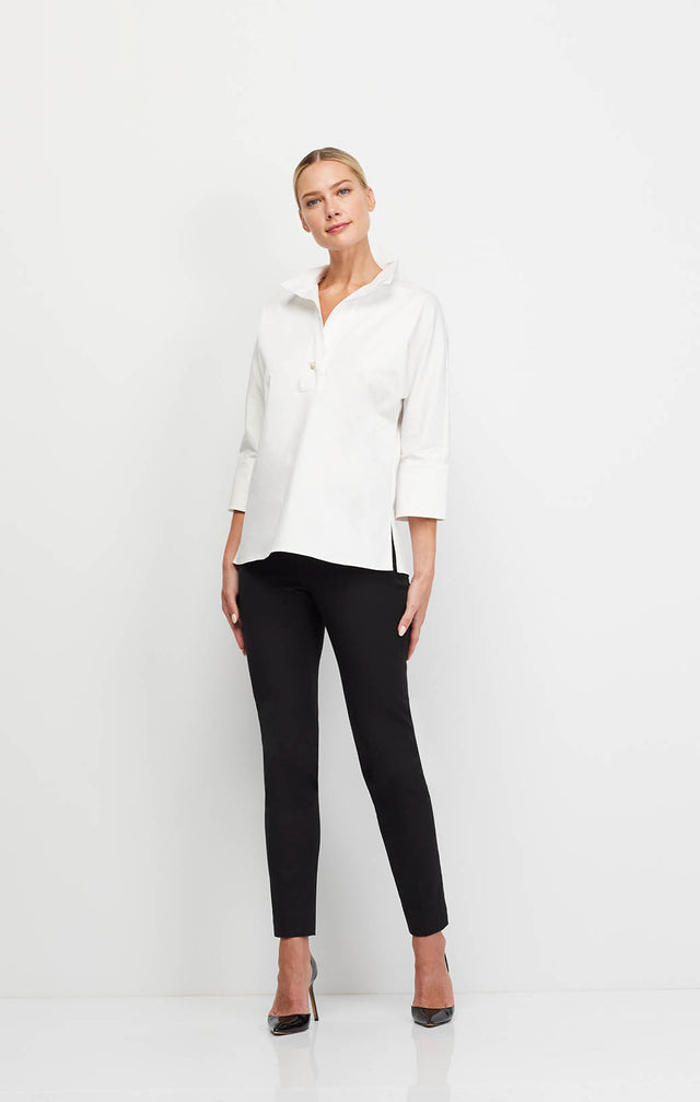 Blizzard - Stretch White Cotton Poplin Shirt - On Model Image