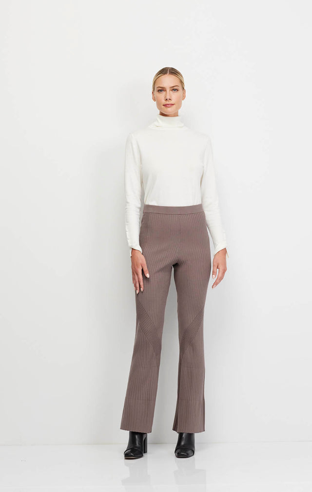 Wonderland-Brn - Transfer Rib-Knit Pull-On Pants - Ecomm Image