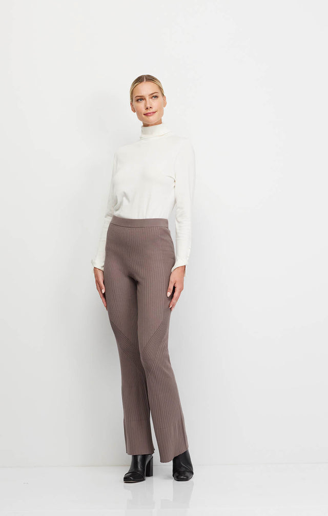 Wonderland-Brn - Transfer Rib-Knit Pull-On Pants - Ecomm Image