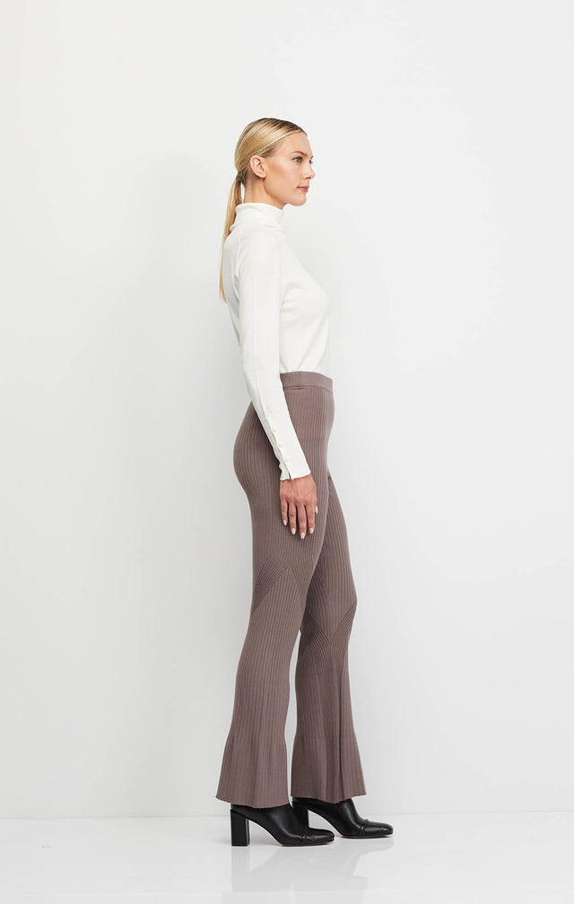 Wonderland-Brn - Transfer Rib-Knit Pull-On Pants - Ecomm Image