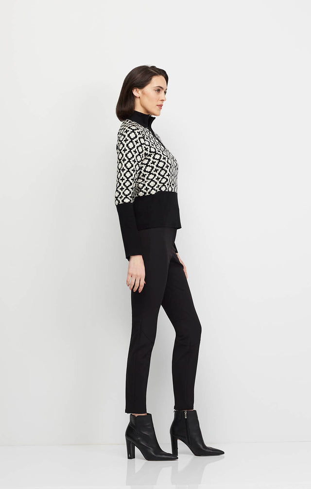 Crossroads - Cashmere-Softened Geometric Jacquard Sweater - On Model Image