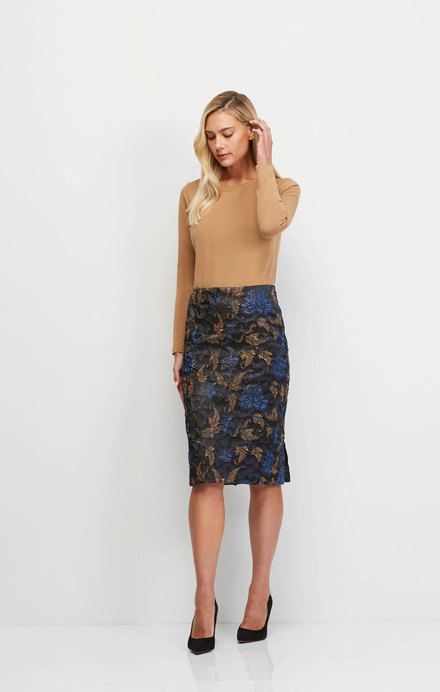 Intrigue - Metallic Floral Jacquard Skirt - Ecomm Image