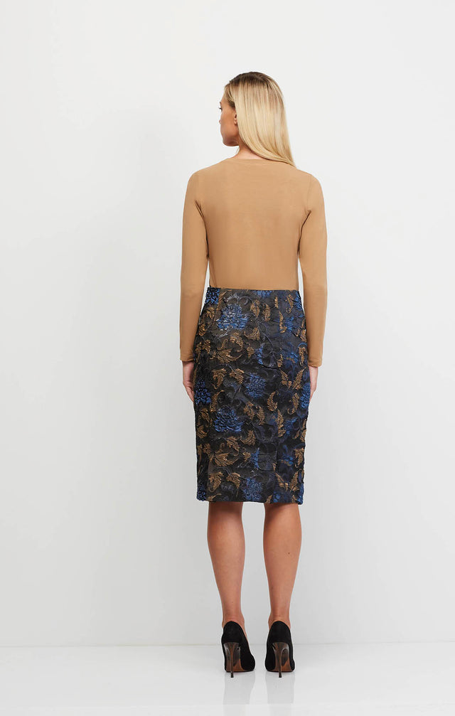 Intrigue - Metallic Floral Jacquard Skirt - Ecomm Image