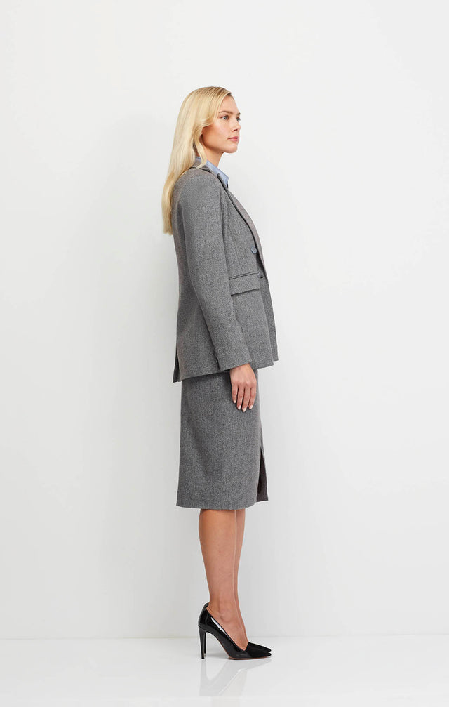 Elevation -  Silk-Softened Italian Herringbone Tweed Jacket - Ecomm Image