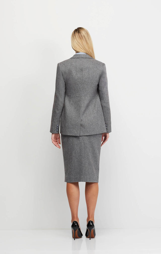 Elevation -  Silk-Softened Italian Herringbone Tweed Jacket - Ecomm Image